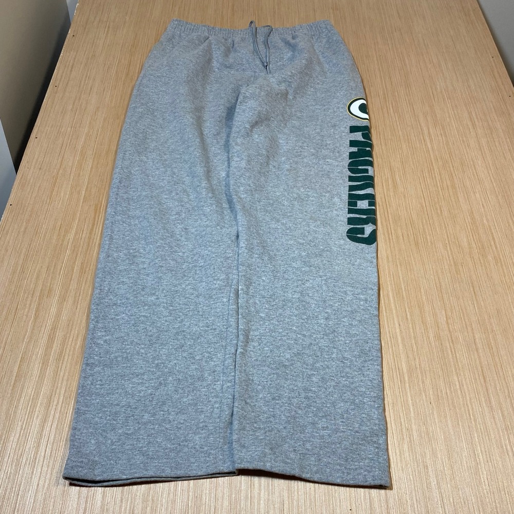 NFL Team Apparel Green Bay Packers Sweatpants Mens Large Gray Open Bottom L/G/G